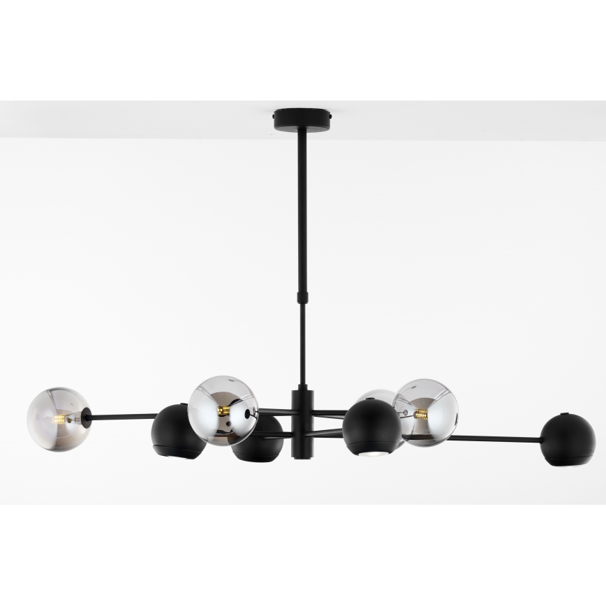 Jupiter 1975 - Sietynas ant stulpo MOKA 4xGU10/10W/230V + 4xG9/10W/230V juoda/blizgus chromas