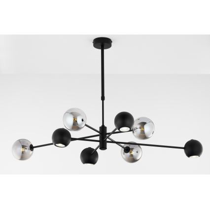 Jupiter 1975 - Sietynas ant stulpo MOKA 4xGU10/10W/230V + 4xG9/10W/230V juoda/blizgus chromas