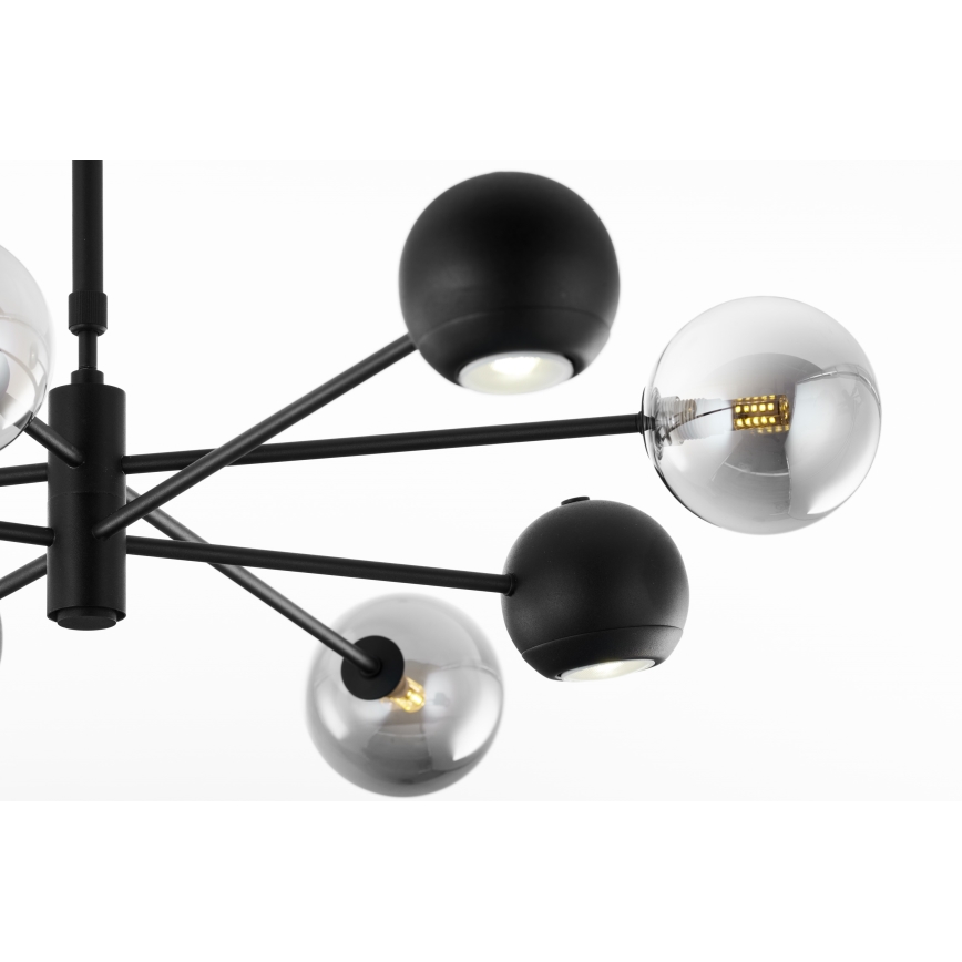 Jupiter 1975 - Sietynas ant stulpo MOKA 4xGU10/10W/230V + 4xG9/10W/230V juoda/blizgus chromas