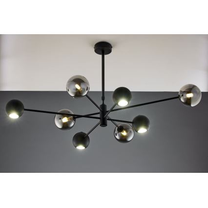 Jupiter 1975 - Sietynas ant stulpo MOKA 4xGU10/10W/230V + 4xG9/10W/230V juoda/blizgus chromas