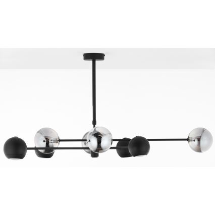 Jupiter 1975 - Sietynas ant stulpo MOKA 4xGU10/10W/230V + 4xG9/10W/230V juoda/blizgus chromas