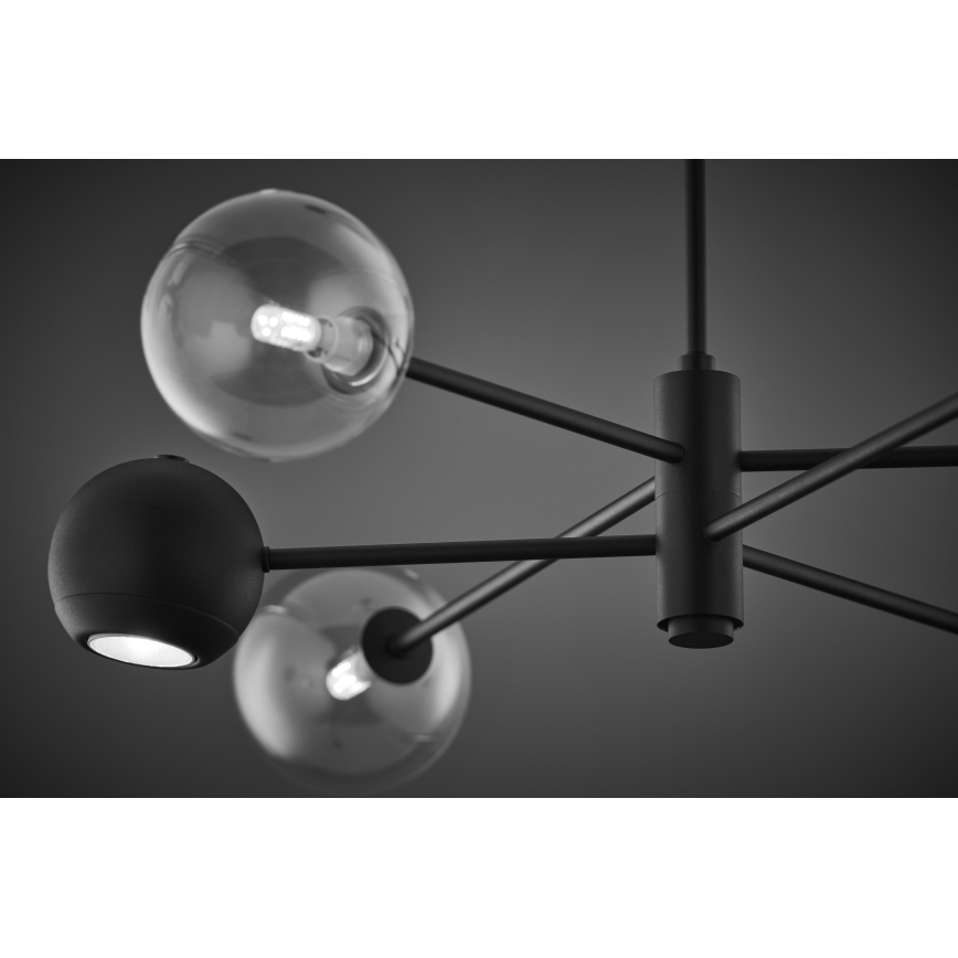 Jupiter 1995 - Sietynas ant stulpo MOKA 3xGU10/10W/230V + 3xG9/10W/230V juoda/permatoma