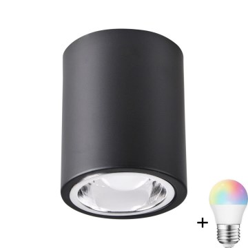 JUPITER 1xE27/6,5W/230V 2700-6500K Wi-Fi 9,8 cm juodas LED RGBW reguliuojamas taškinis šviestuvas