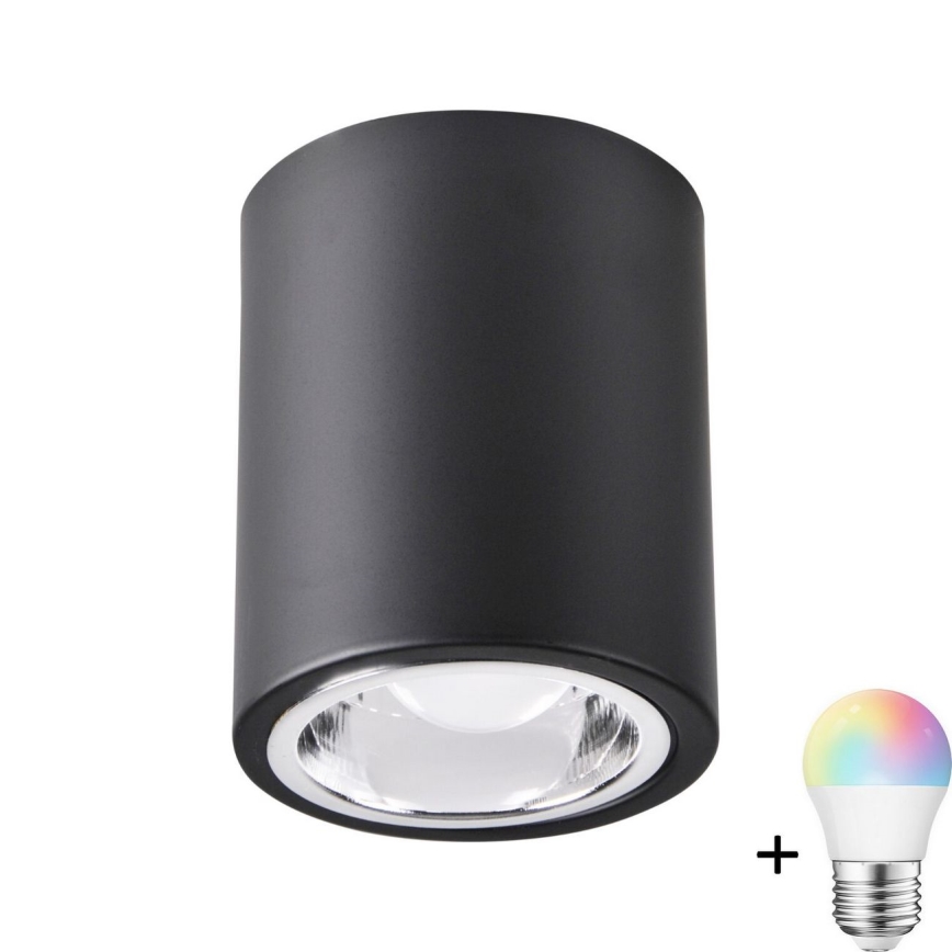 JUPITER 1xE27/6,5W/230V 2700-6500K Wi-Fi 9,8 cm juodas LED RGBW reguliuojamas taškinis šviestuvas
