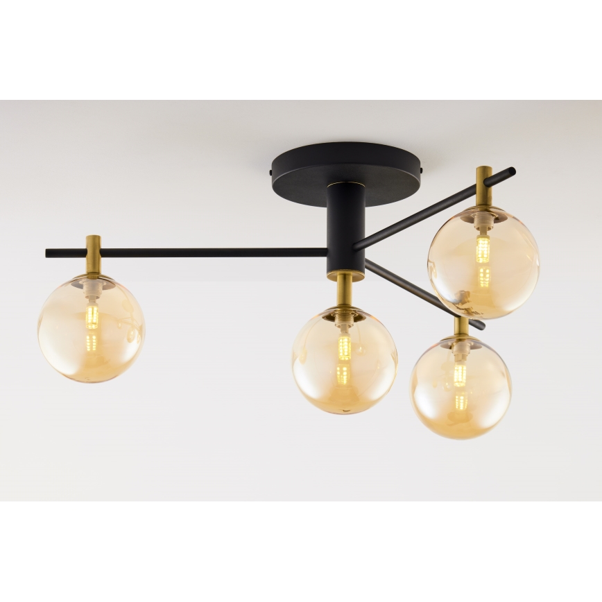 Jupiter 2031 - Tvirtinamas sietynas FIGARO 4xG9/10W/230V juoda/auksas/smėlio spalva