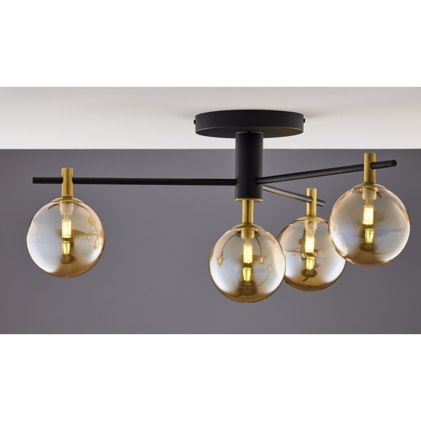 Jupiter 2031 - Tvirtinamas sietynas FIGARO 4xG9/10W/230V juoda/auksas/smėlio spalva