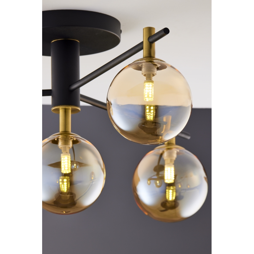 Jupiter 2031 - Tvirtinamas sietynas FIGARO 4xG9/10W/230V juoda/auksas/smėlio spalva
