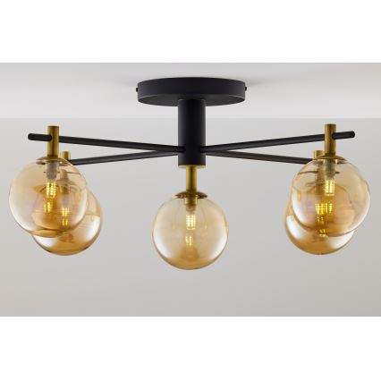 Jupiter 2032 - Tvirtinamas sietynas FIGARO 5xG9/10W/230V juoda/auksas/smėlio spalva