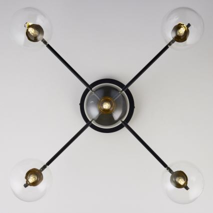 Jupiter 2035 - Tvirtinamas sietynas FIGARO 5xG9/10W/230V juoda/auksas/smėlio spalva/permatoma