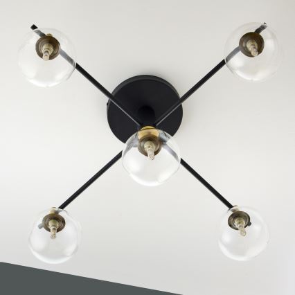 Jupiter 2035 - Tvirtinamas sietynas FIGARO 5xG9/10W/230V juoda/auksas/smėlio spalva/permatoma