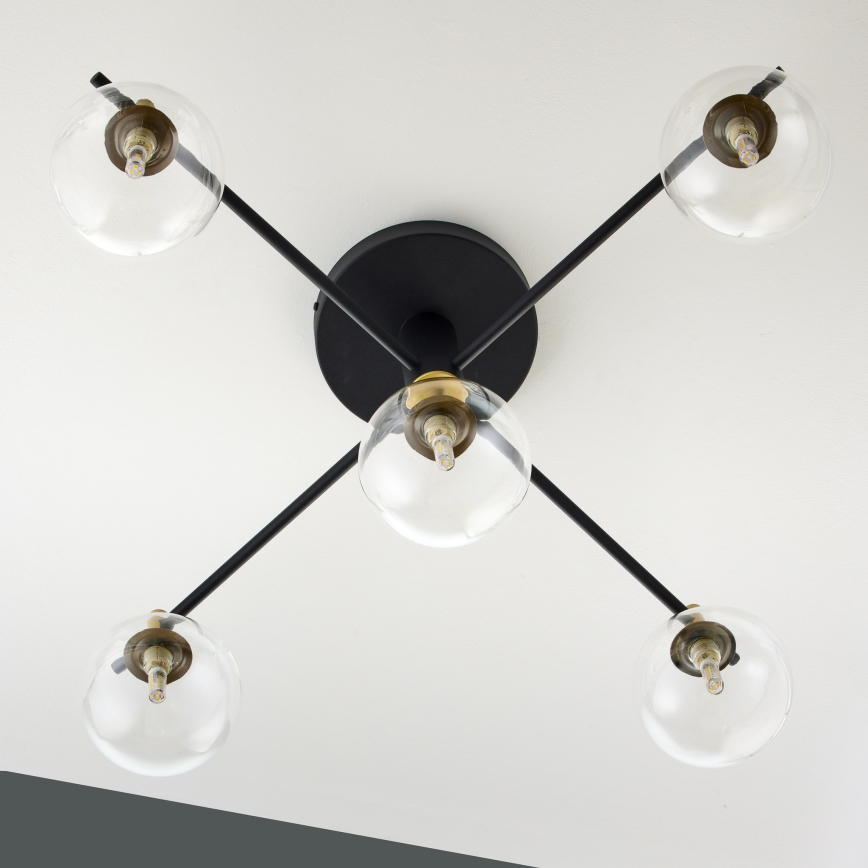 Jupiter 2035 - Tvirtinamas sietynas FIGARO 5xG9/10W/230V juoda/auksas/smėlio spalva/permatoma