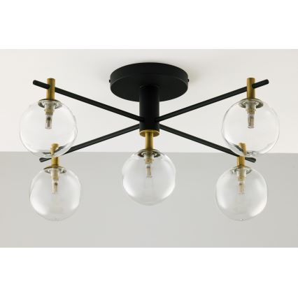 Jupiter 2035 - Tvirtinamas sietynas FIGARO 5xG9/10W/230V juoda/auksas/smėlio spalva/permatoma