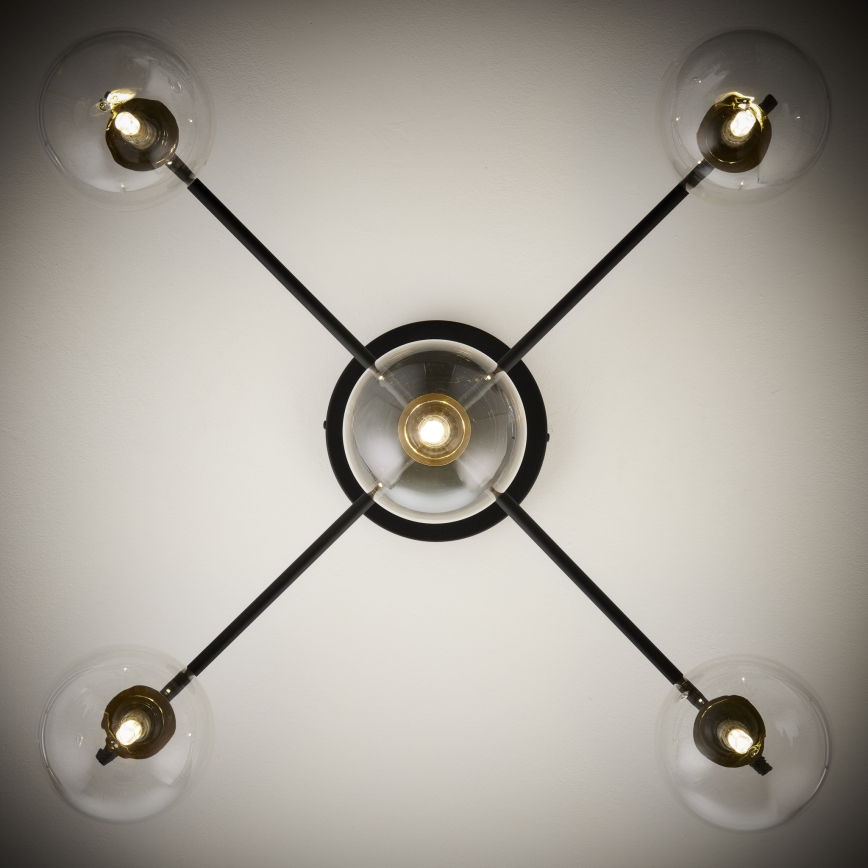 Jupiter 2035 - Tvirtinamas sietynas FIGARO 5xG9/10W/230V juoda/auksas/smėlio spalva/permatoma