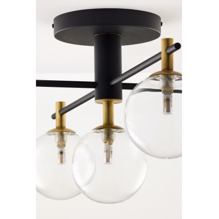 Jupiter 2035 - Tvirtinamas sietynas FIGARO 5xG9/10W/230V juoda/auksas/smėlio spalva/permatoma