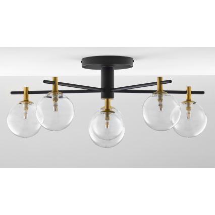 Jupiter 2036 - Tvirtinamas sietynas FIGARO 6xG9/10W/230V juoda/auksas/smėlio spalva/permatoma