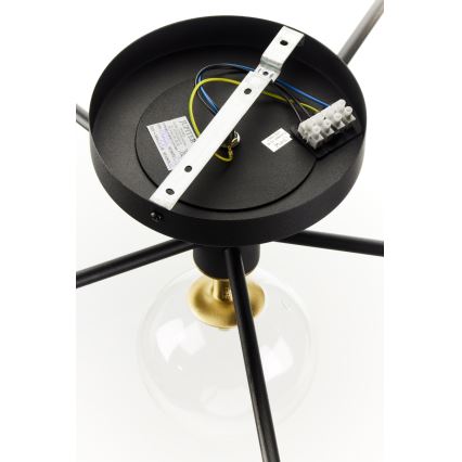 Jupiter 2036 - Tvirtinamas sietynas FIGARO 6xG9/10W/230V juoda/auksas/smėlio spalva/permatoma