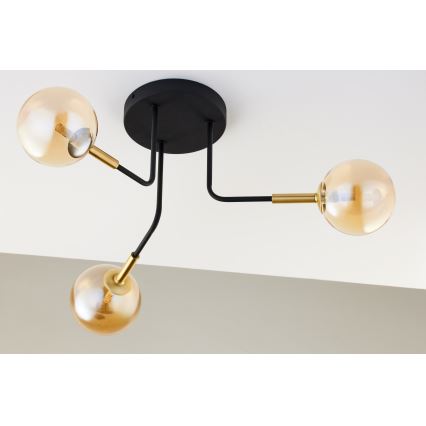 Jupiter 2037 - Sietynas ant stulpo BURANO 3xG9/10W/230V juoda/auksas/smėlio spalva