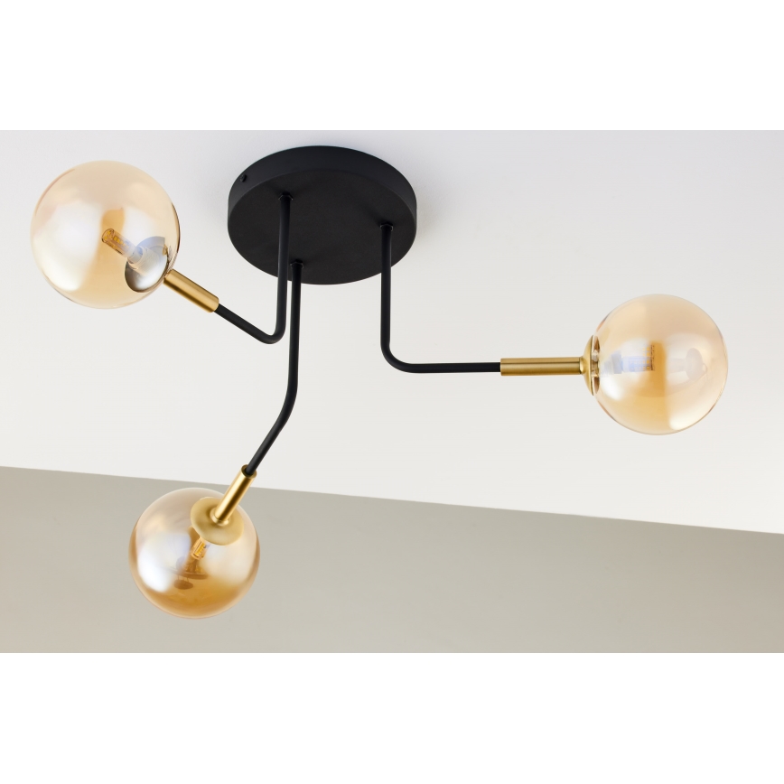 Jupiter 2037 - Sietynas ant stulpo BURANO 3xG9/10W/230V juoda/auksas/smėlio spalva