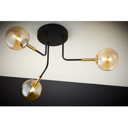 Jupiter 2037 - Sietynas ant stulpo BURANO 3xG9/10W/230V juoda/auksas/smėlio spalva