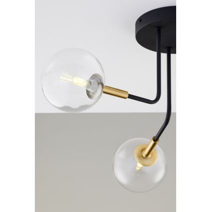 Jupiter 2039 - Sietynas ant stulpo BURANO 3xG9/10W/230V juoda/auksas/permatoma