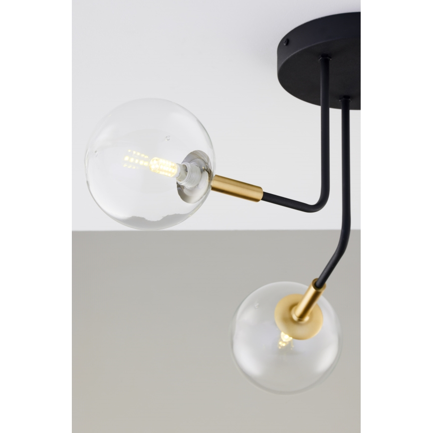 Jupiter 2039 - Sietynas ant stulpo BURANO 3xG9/10W/230V juoda/auksas/permatoma