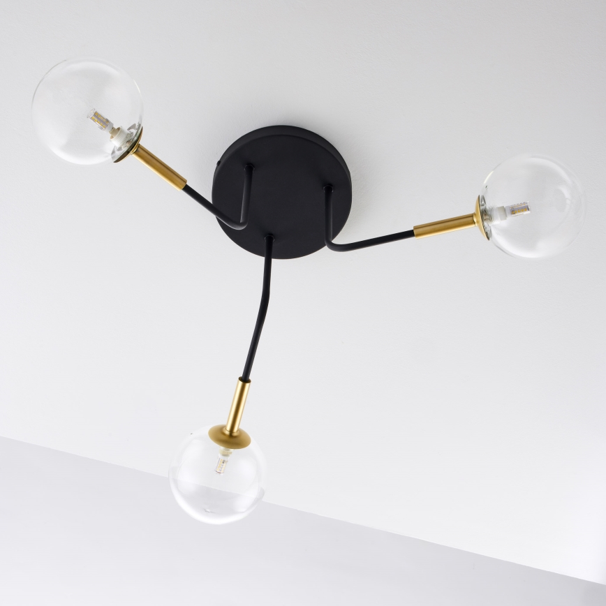 Jupiter 2039 - Sietynas ant stulpo BURANO 3xG9/10W/230V juoda/auksas/permatoma