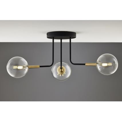 Jupiter 2039 - Sietynas ant stulpo BURANO 3xG9/10W/230V juoda/auksas/permatoma