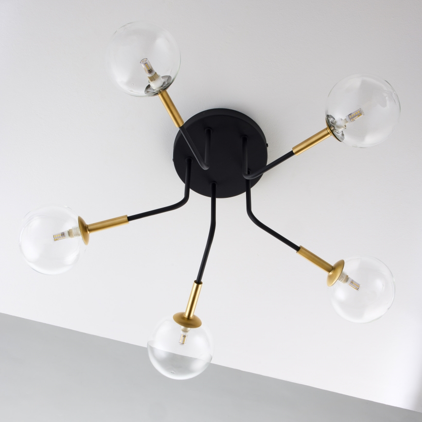 Jupiter 2040 - Sietynas ant stulpo BURANO 5xG9/10W/230V juoda/auksas/permatoma
