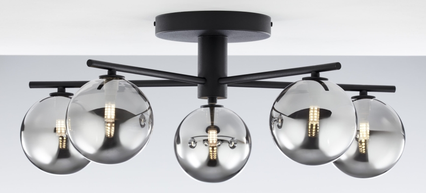 Jupiter 2048 - Prie lubų montuojama liustra PRATO 5xG9/14W/230V juoda/dūminė pilka