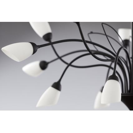 Jupiter 2057 - Pakabinama liustra ant grandinės GLORIOSA 15xG9/14W/230V juoda