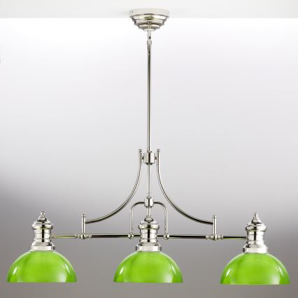 Jupiter 2072 - Pakabinamas šviestuvas ant strypo PLATINO 3xE27/15W/230V žalias / blizgus chromas