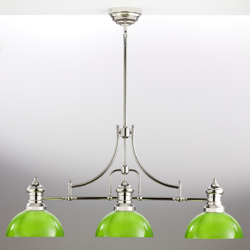 Jupiter 2072 - Pakabinamas šviestuvas ant strypo PLATINO 3xE27/15W/230V žalias / blizgus chromas