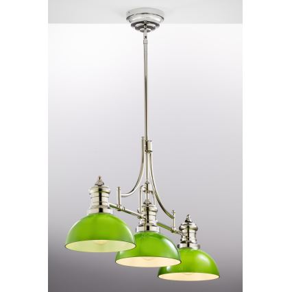 Jupiter 2072 - Pakabinamas šviestuvas ant strypo PLATINO 3xE27/15W/230V žalias / blizgus chromas