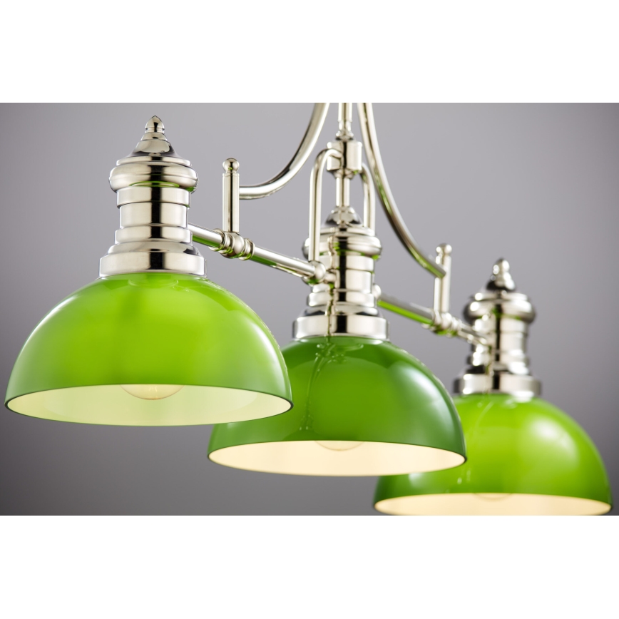 Jupiter 2072 - Pakabinamas šviestuvas ant strypo PLATINO 3xE27/15W/230V žalias / blizgus chromas