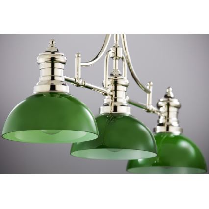 Jupiter 2072 - Pakabinamas šviestuvas ant strypo PLATINO 3xE27/15W/230V žalias / blizgus chromas