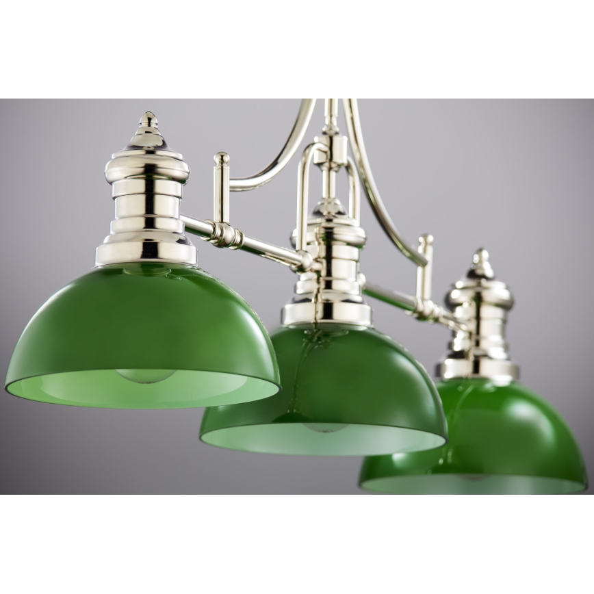 Jupiter 2072 - Pakabinamas šviestuvas ant strypo PLATINO 3xE27/15W/230V žalias / blizgus chromas
