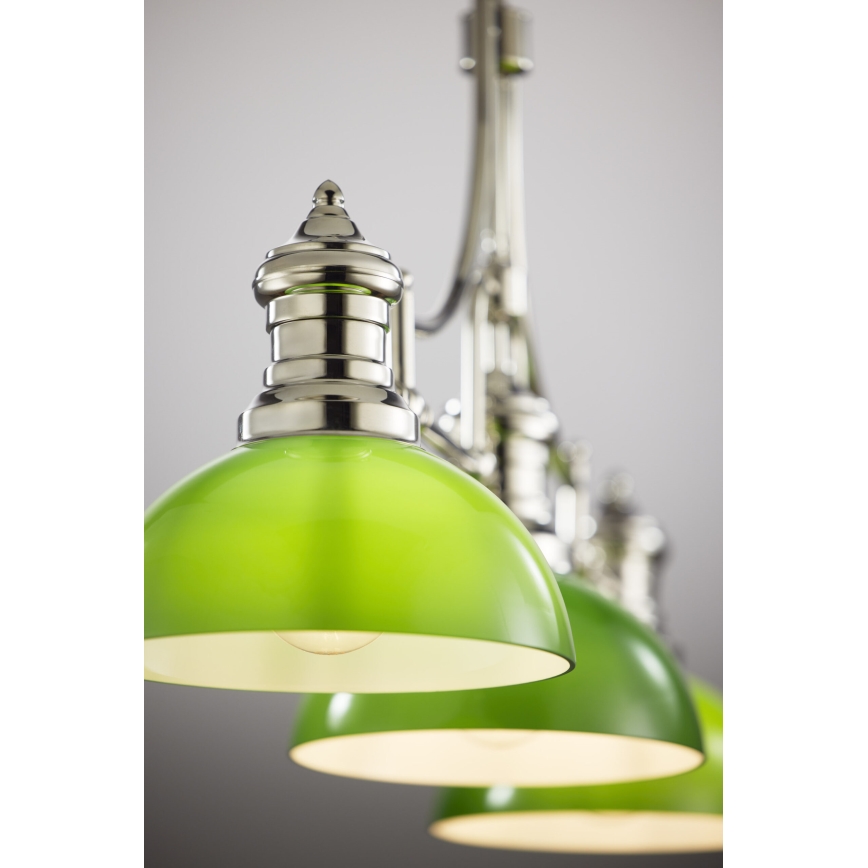 Jupiter 2072 - Pakabinamas šviestuvas ant strypo PLATINO 3xE27/15W/230V žalias / blizgus chromas