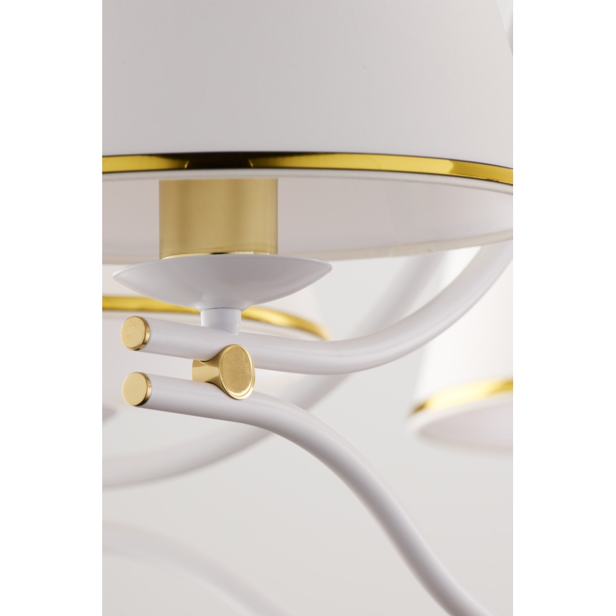 Jupiter 2084 - Pakabinama liustra SAMBA 5xE27/15W/230V balta/auksinė