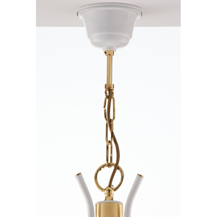 Jupiter 2085 - Liustra ant grandinės SAMBA 3xE27/15W/230V balta/auksinė