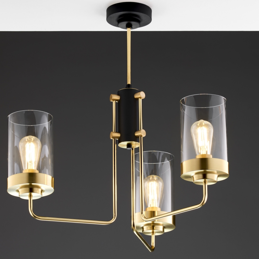 Jupiter 2087 - Liustra ant stiebo RAMIREZ 3xE27/15W/230V auksinė/juoda