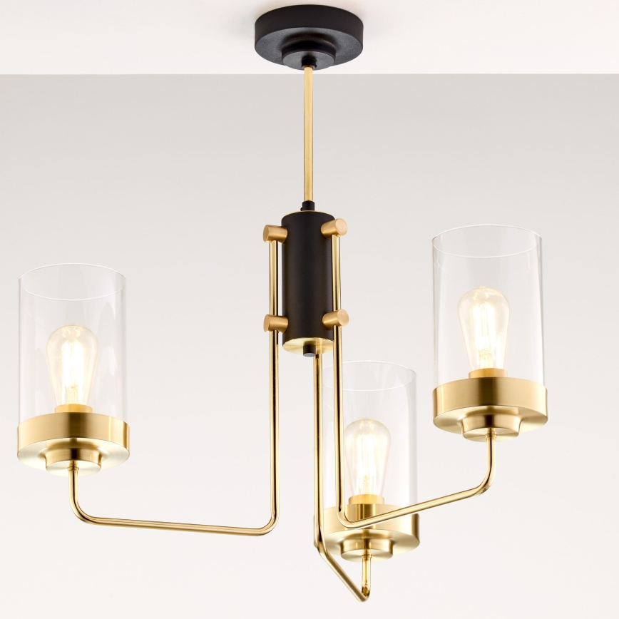 Jupiter 2087 - Liustra ant stiebo RAMIREZ 3xE27/15W/230V auksinė/juoda