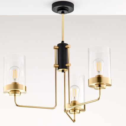 Jupiter 2087 - Liustra ant stiebo RAMIREZ 3xE27/15W/230V auksinė/juoda