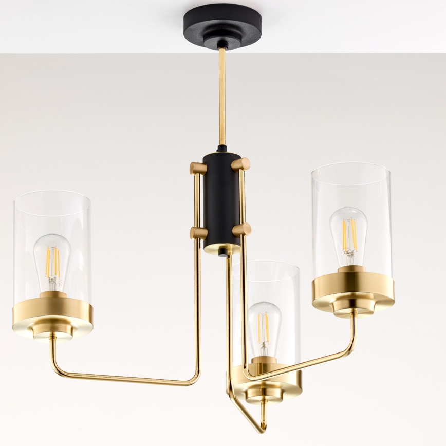 Jupiter 2087 - Liustra ant stiebo RAMIREZ 3xE27/15W/230V auksinė/juoda