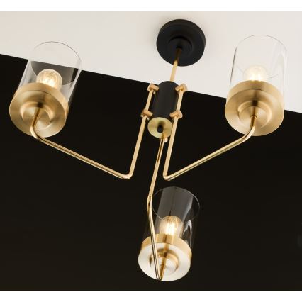 Jupiter 2087 - Liustra ant stiebo RAMIREZ 3xE27/15W/230V auksinė/juoda