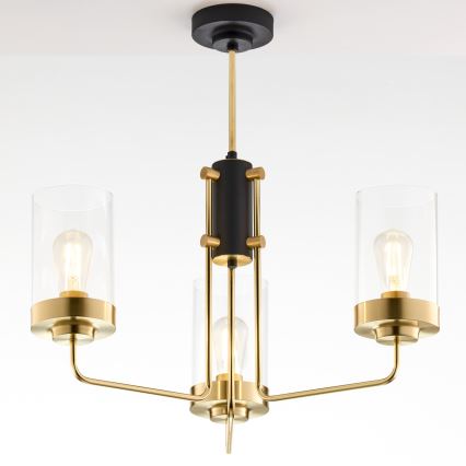 Jupiter 2087 - Liustra ant stiebo RAMIREZ 3xE27/15W/230V auksinė/juoda