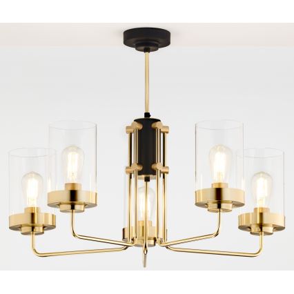 Jupiter 2088 - Sietynas ant stiebo RAMIREZ 5xE27/15W/230V auksinis/juodas