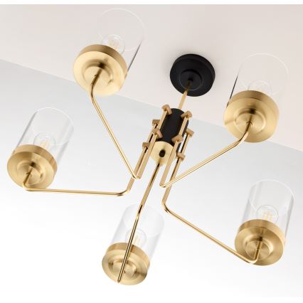 Jupiter 2088 - Sietynas ant stiebo RAMIREZ 5xE27/15W/230V auksinis/juodas