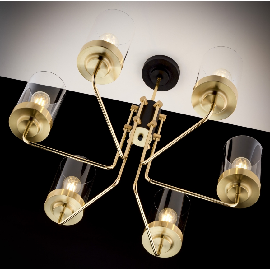 Jupiter 2089 - Liustra ant stiebo RAMIREZ 6xE27/15W/230V auksinė/juoda