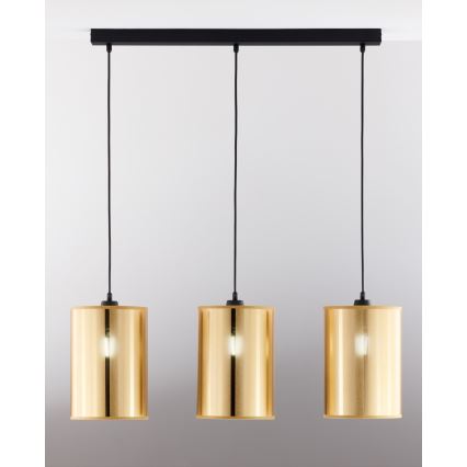 Jupiter 2092 - Liustra ant troselio CORTINA 3xE27/15W/230V auksinė/juoda