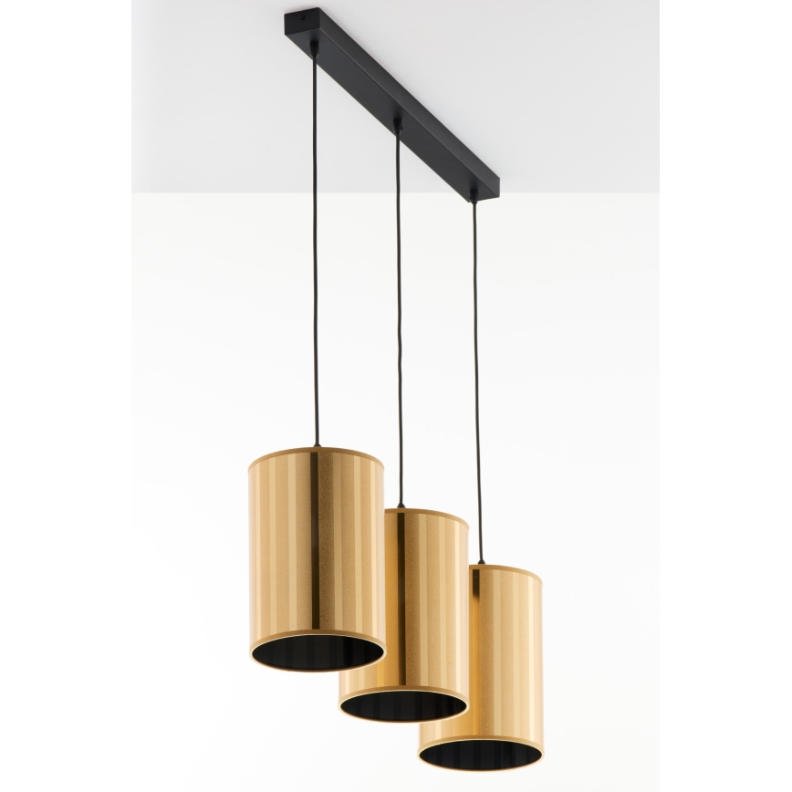 Jupiter 2092 - Liustra ant troselio CORTINA 3xE27/15W/230V auksinė/juoda